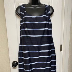 Ann Taylor Navy Striped Sheath Dress